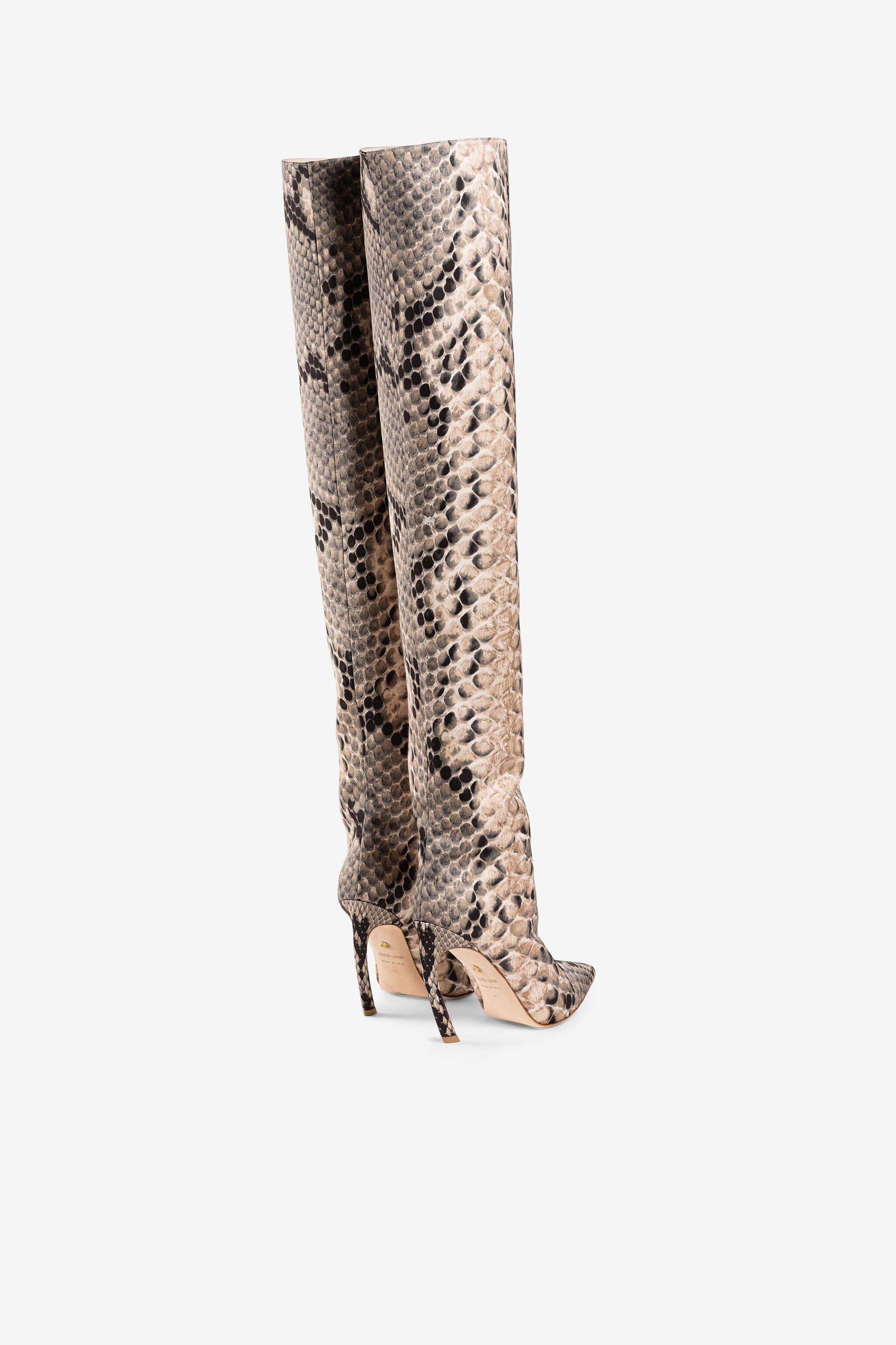 RC Python-embossed thigh-high boots ROCCIA QWS014-SE129