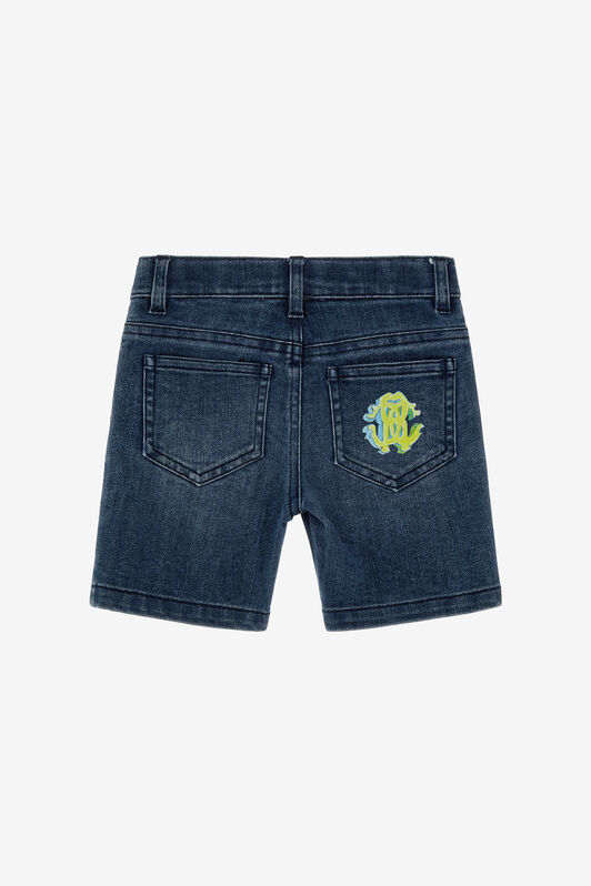 JU Denim Shorts With Robot And Logo JU Denim Shorts With Robot And Logo Medium Blue SJJ203-DS015