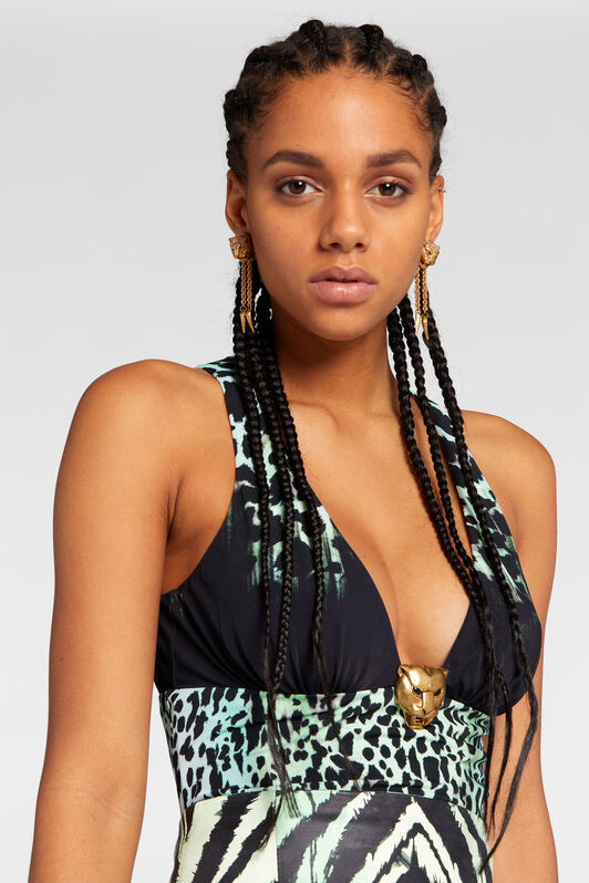 RC Top con estampado Queen of Sicily Verde claro/Negro OKT605-LNC81