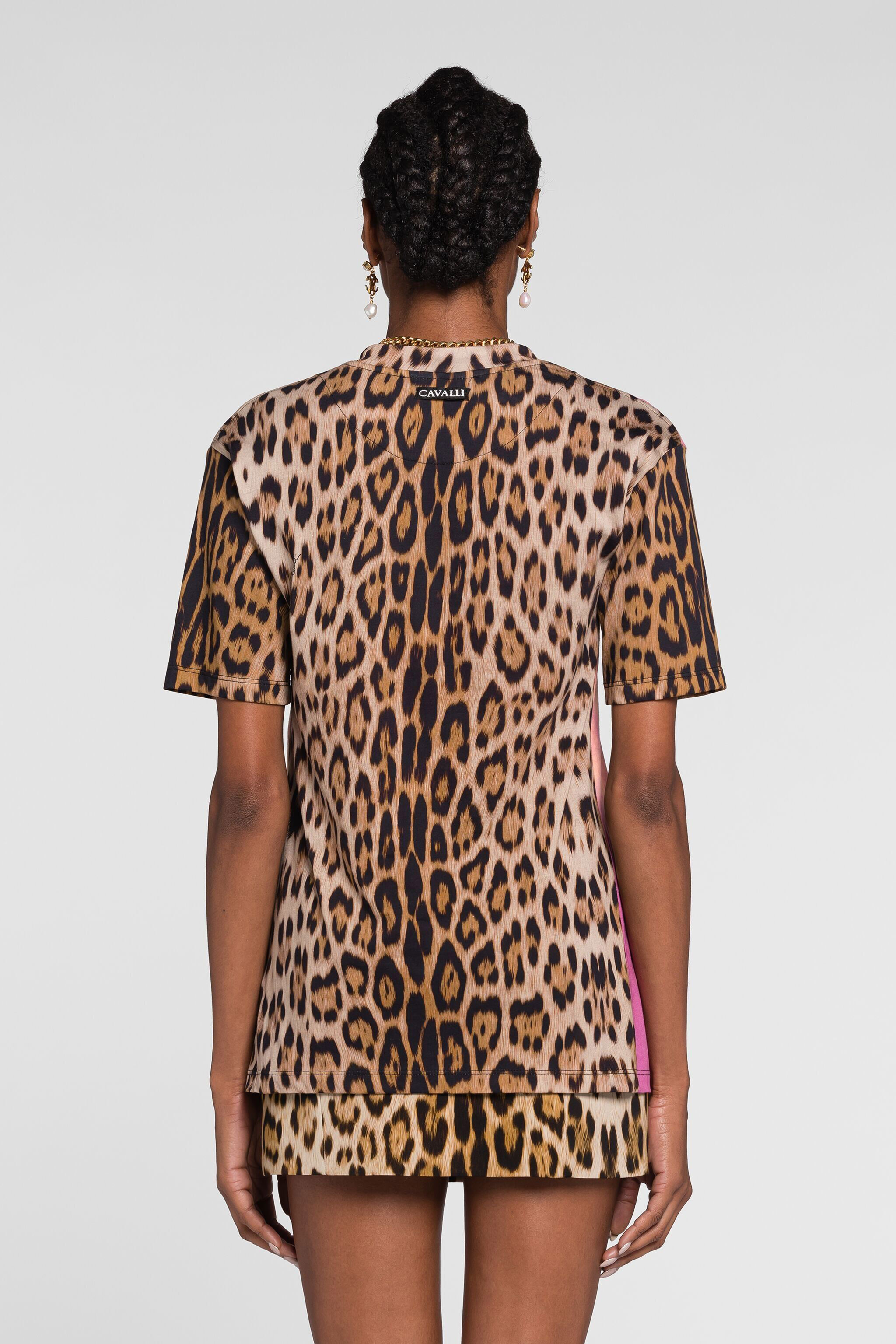 RC Leopard-print tie-dye panelled T-shirt MACULA NATURALE QKT61B-3PF53