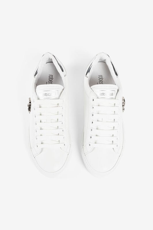 RC Logo-plaque leather sneakers RC Logo-plaque leather sneakers White/Silver RKS038-PZB23