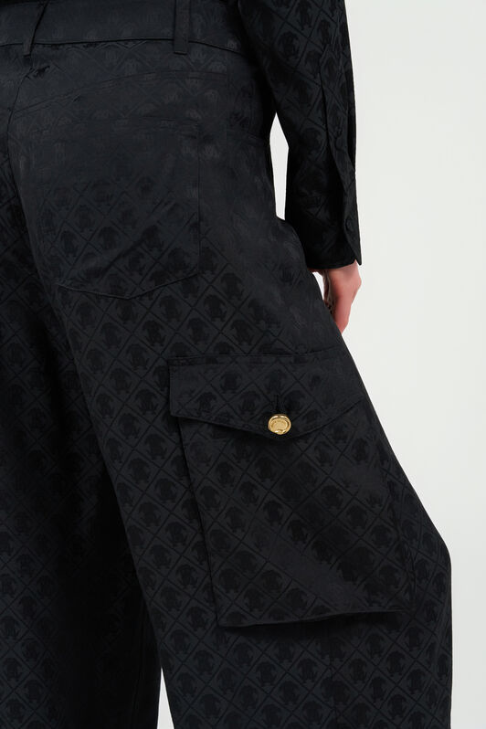 RC Silk Cargo Trousers with Monogram RC RC Silk Cargo Trousers with Monogram RC NERO VKT202-RK010