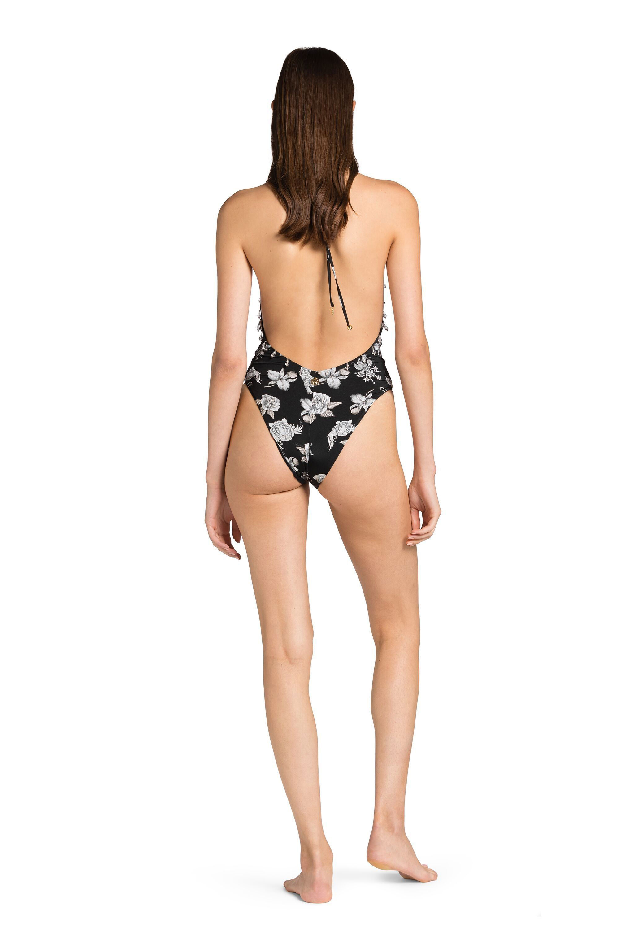 UG Crystal-Embellished Floral-Print Swimsuit BLACK MYW05C-HVB20