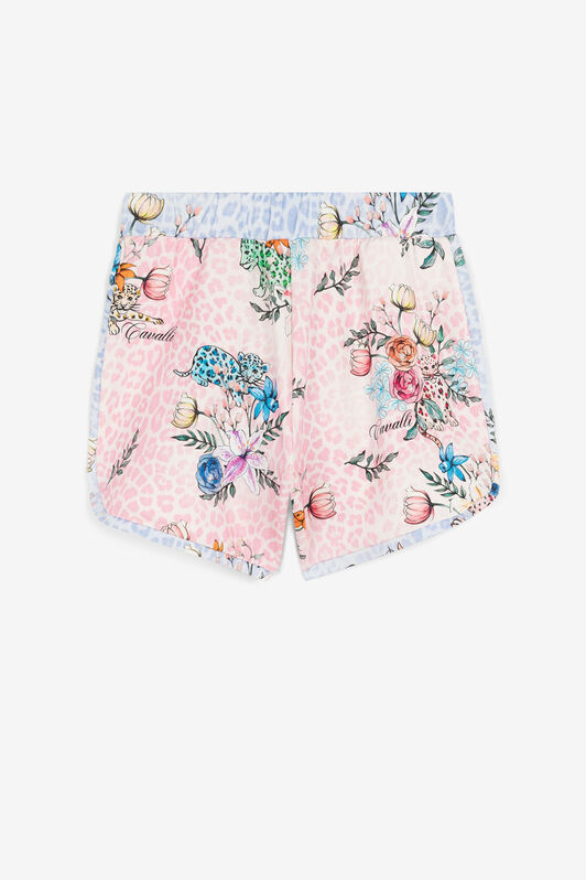 JU Shorts mit Jaguar- und Blumendruck Rosa QJT200-5OF61