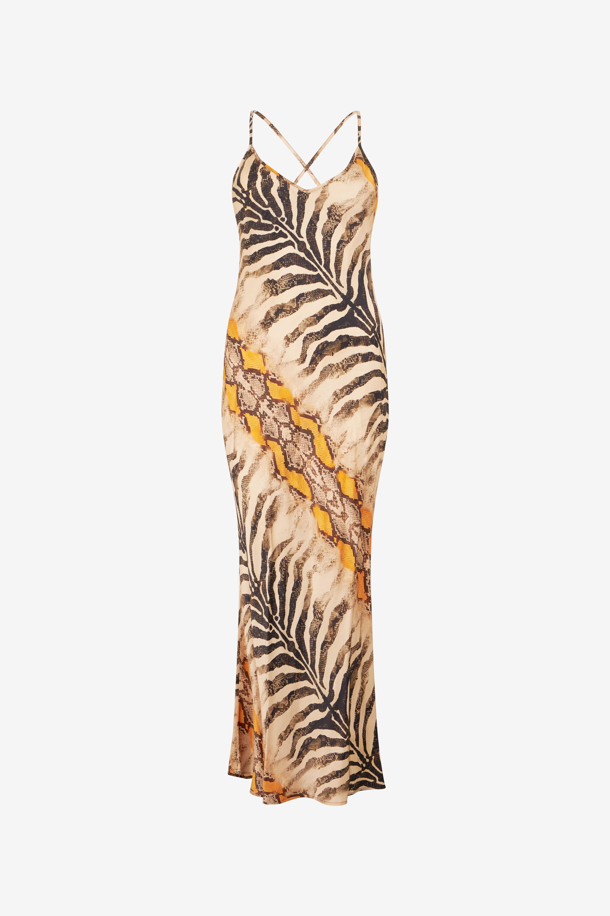 RC Silk Dress With Animalier Print NATURAL/ORANGE POT10A-2NQ87