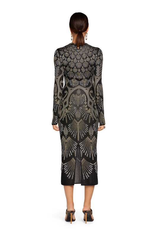 RC Kleid aus Jacquard-Strick mit Regimental Deco Design BLACK/GOLD/SILVER MQM131-MI001