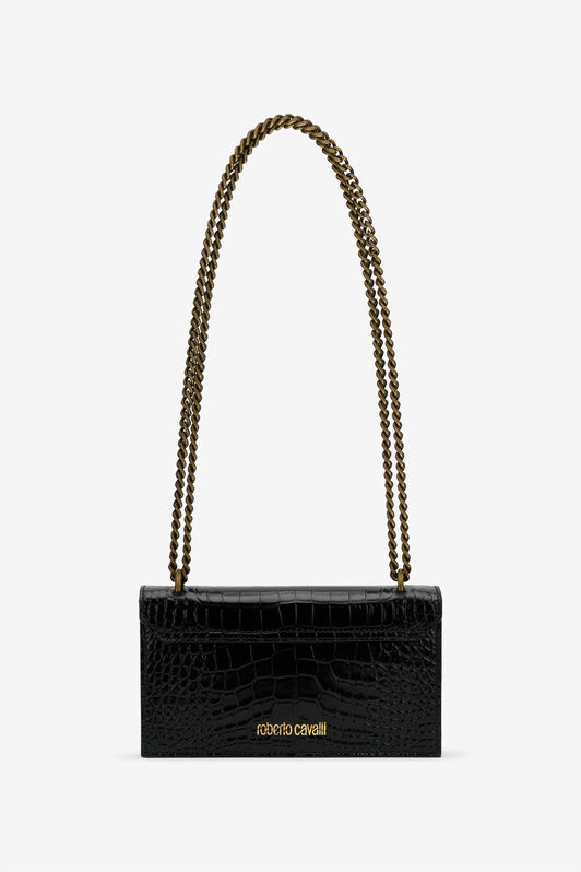 RC Schwarze Tasche in Kroko-Optik mit Monogram RC BLACK ROB00D-PZ037