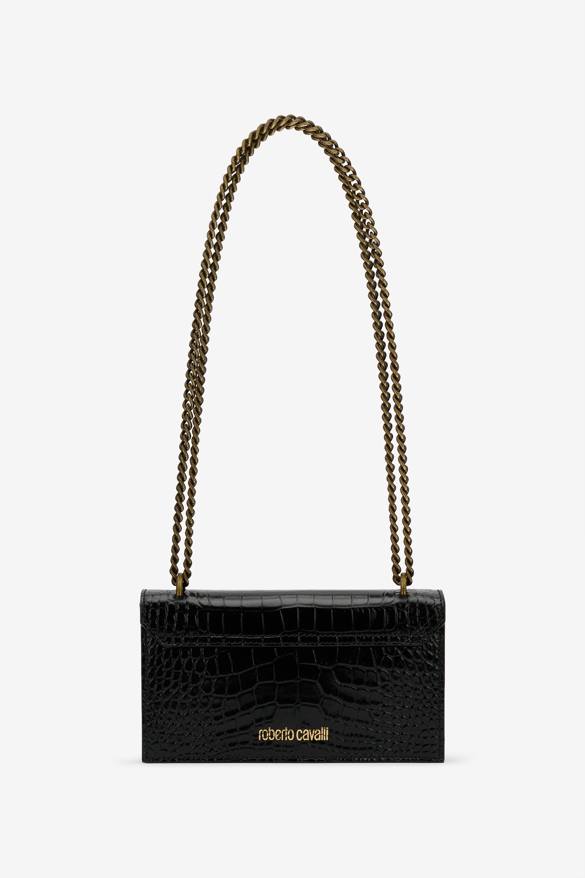 RC Schwarze Tasche in Kroko-Optik mit Monogram RC BLACK ROB00D-PZ037