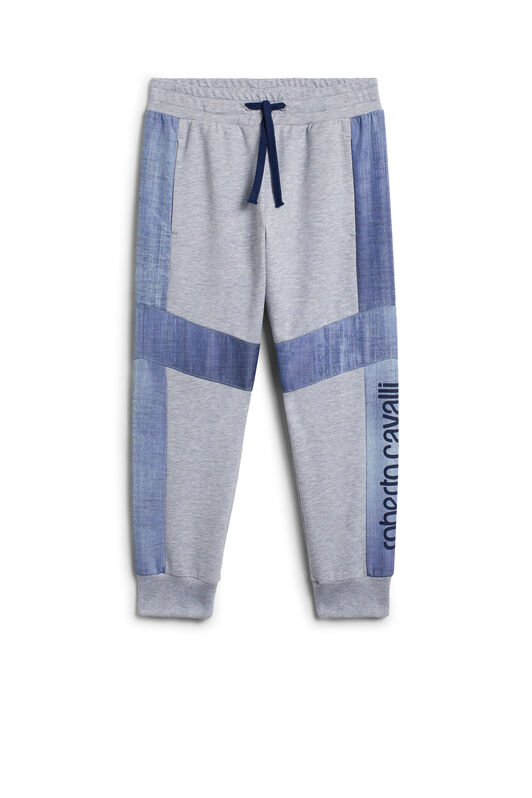 JU Denim stripe trackpants GREY MELANGE IJT254-CF042