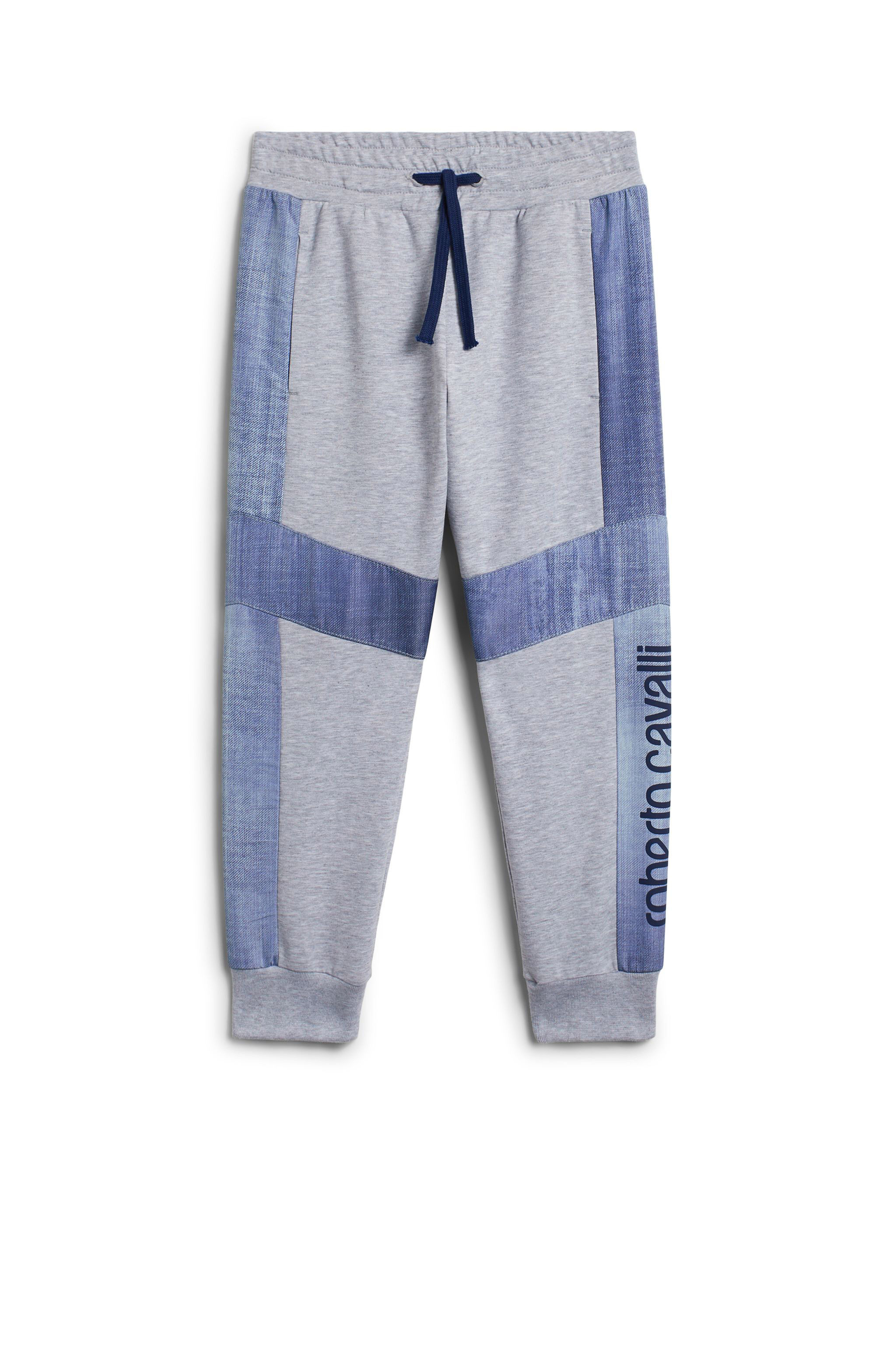 JU Denim stripe trackpants GREY MELANGE IJT254-CF042