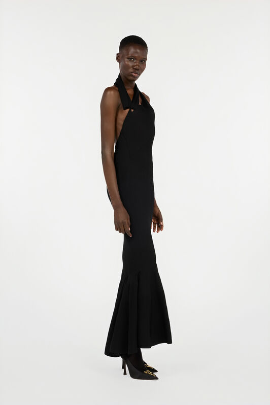 RC Long Black Ribbed Dress Noir VWM109-MH014