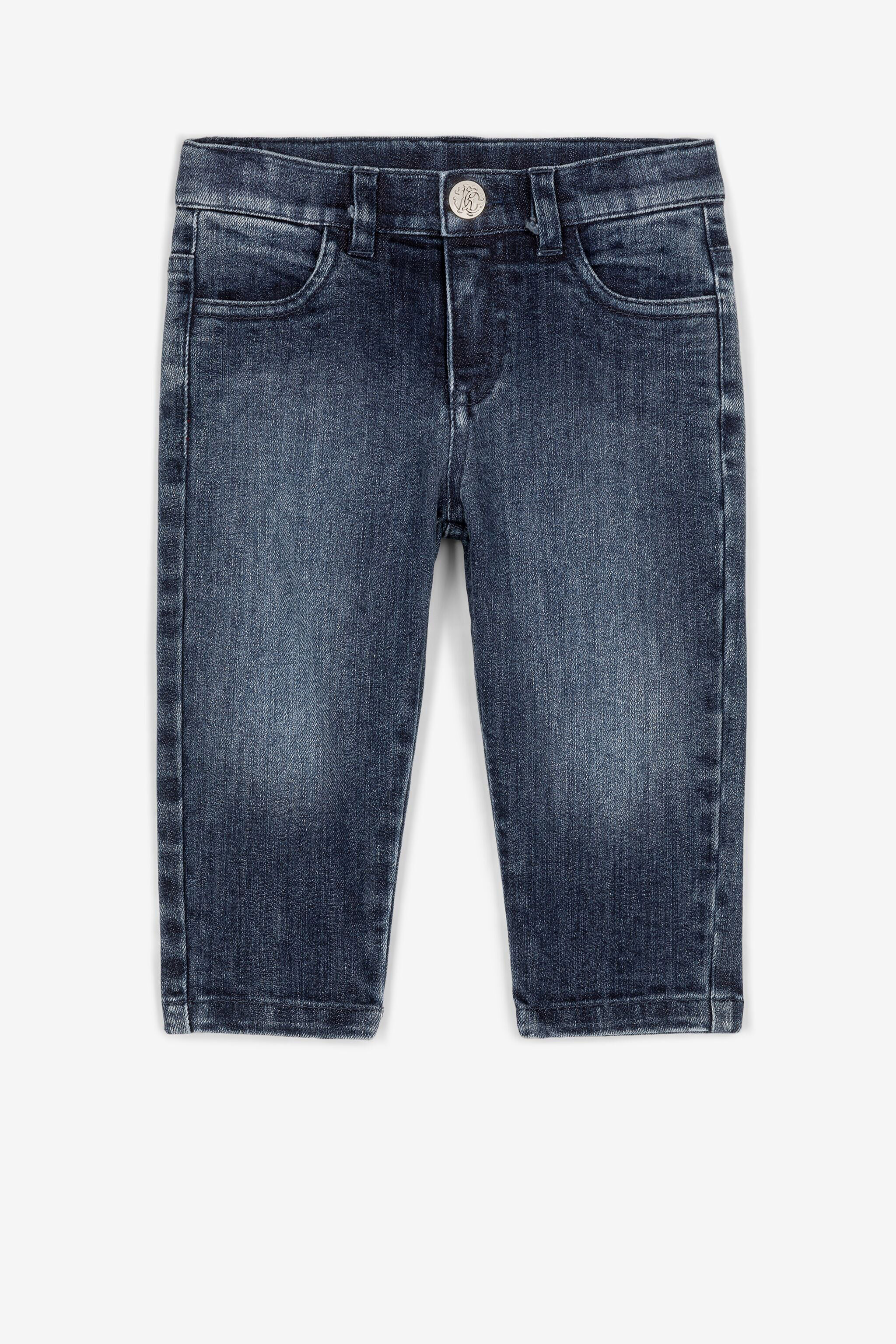 JU Monogram-embroidered denim jeans Dark blue QJJ206-DS015