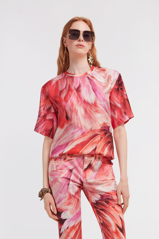 RC Plumage print t-shirt Fucsia SWT644-4QL71