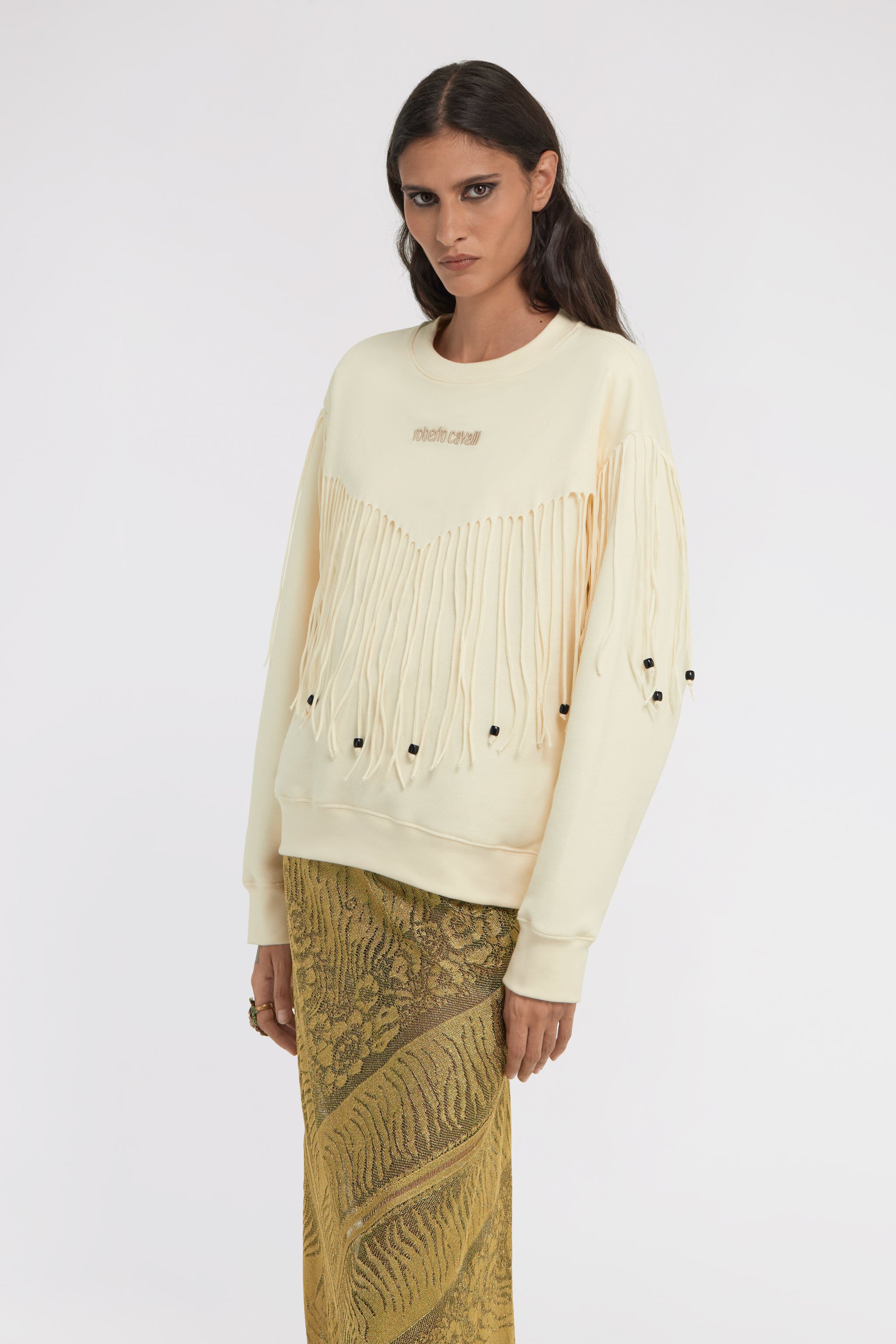 RC Sweatshirt with Fringe Ivory TKT66D-CF020