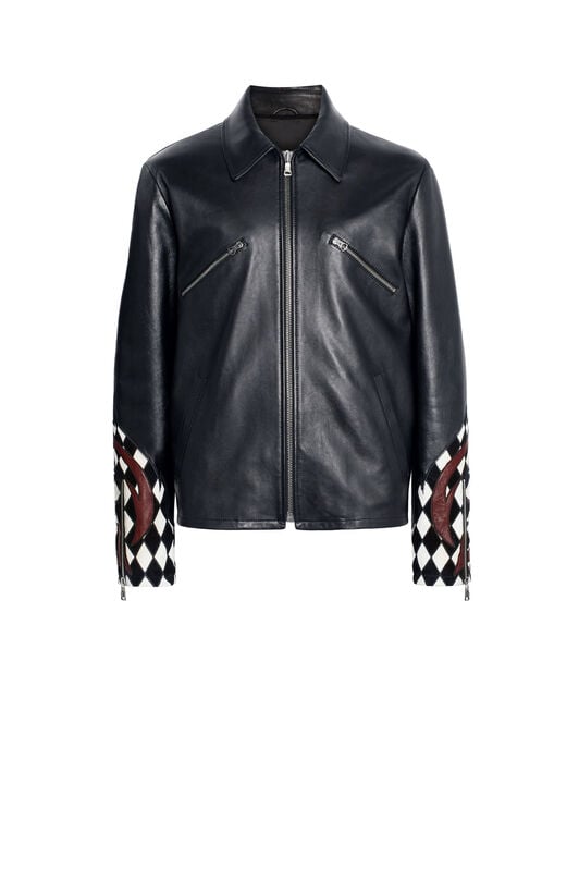 RC Nappa-Lederjacke mit Flammen-Design BLACK INP805-PN001