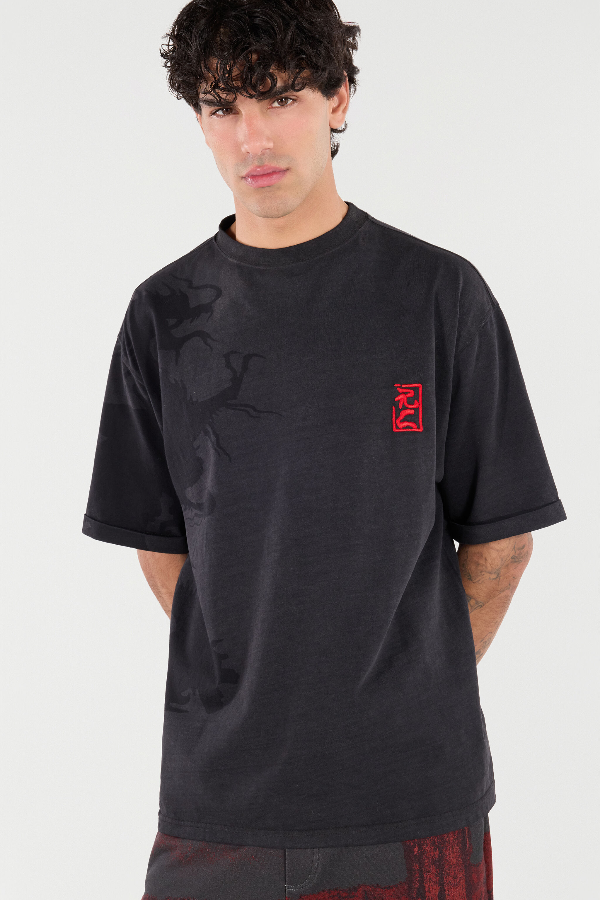 RC T-Shirt Con Monogram RC Ideogramma Nero VNT62H-JD060