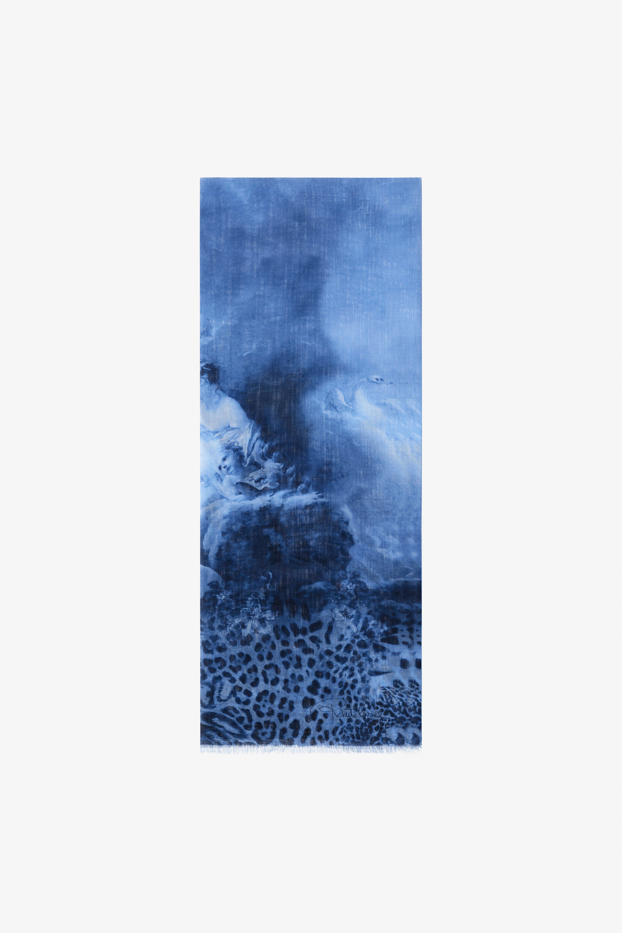 RC Roberto Cavalli Stole with Wild Leda print Dark blue SYI00C-OBL56