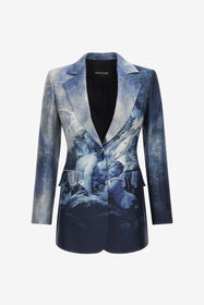 ${brand} Americana de un solo botón con estampado Denim Wild Leda ${colorDescription} ${masterID}