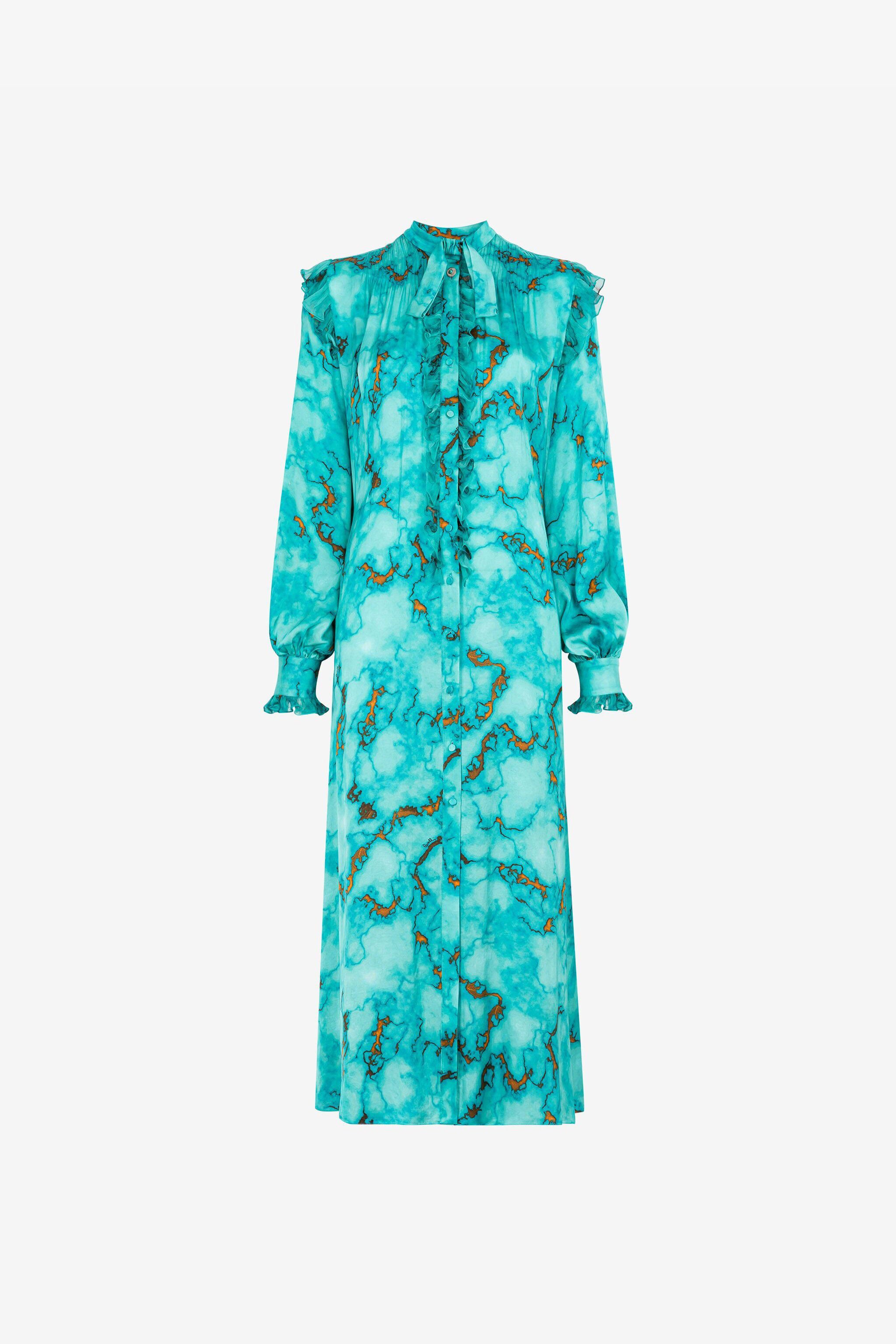 RC Marble-Print Shirt Dress Light blue RKT106-SZH62
