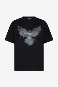 ${brand} T-shirt Nera con Stampa Aquila e Borchie ${colorDescription} ${masterID}