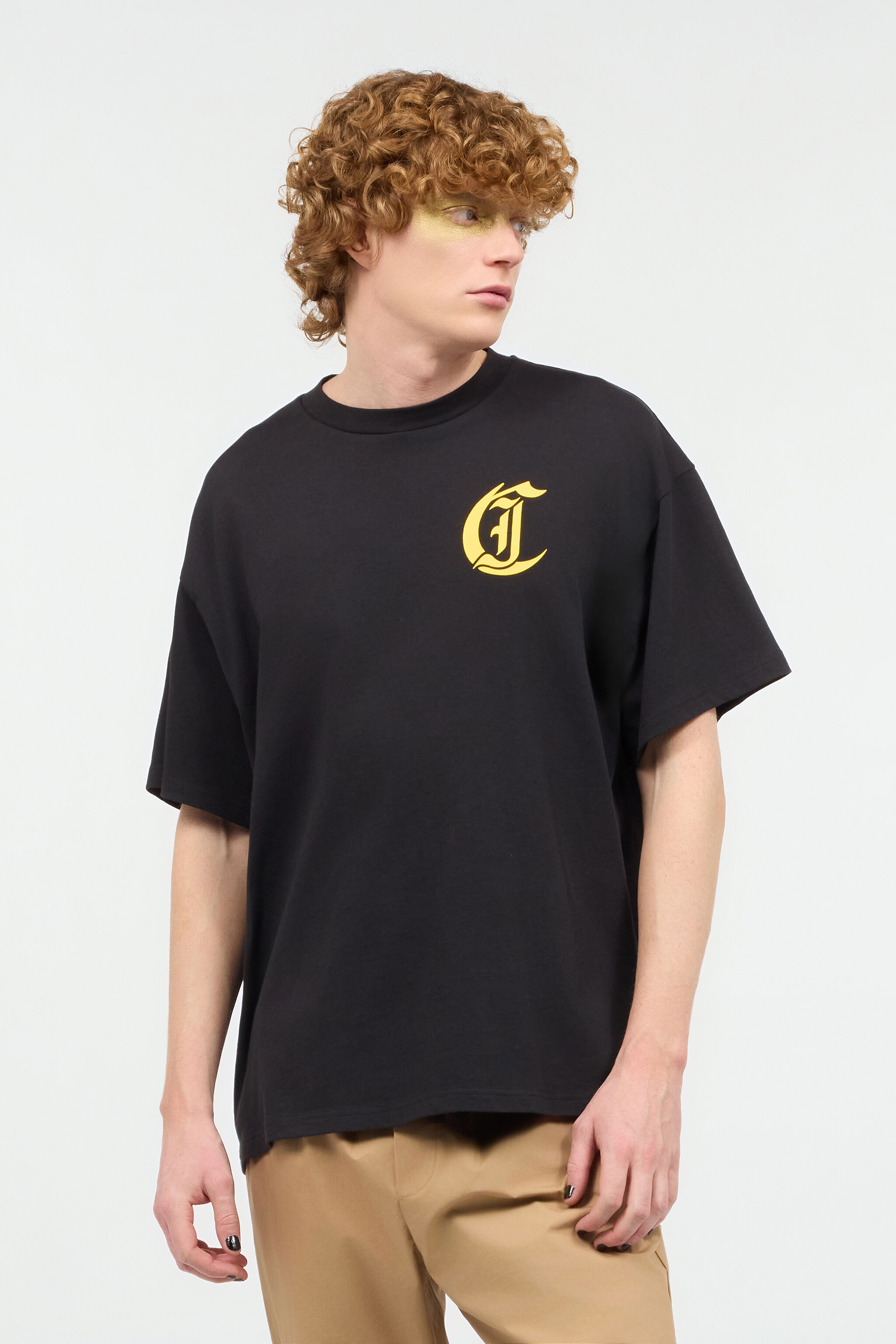 JC T-Shirt With Floral And Tropical Bird Print Black UFT056-UF076
