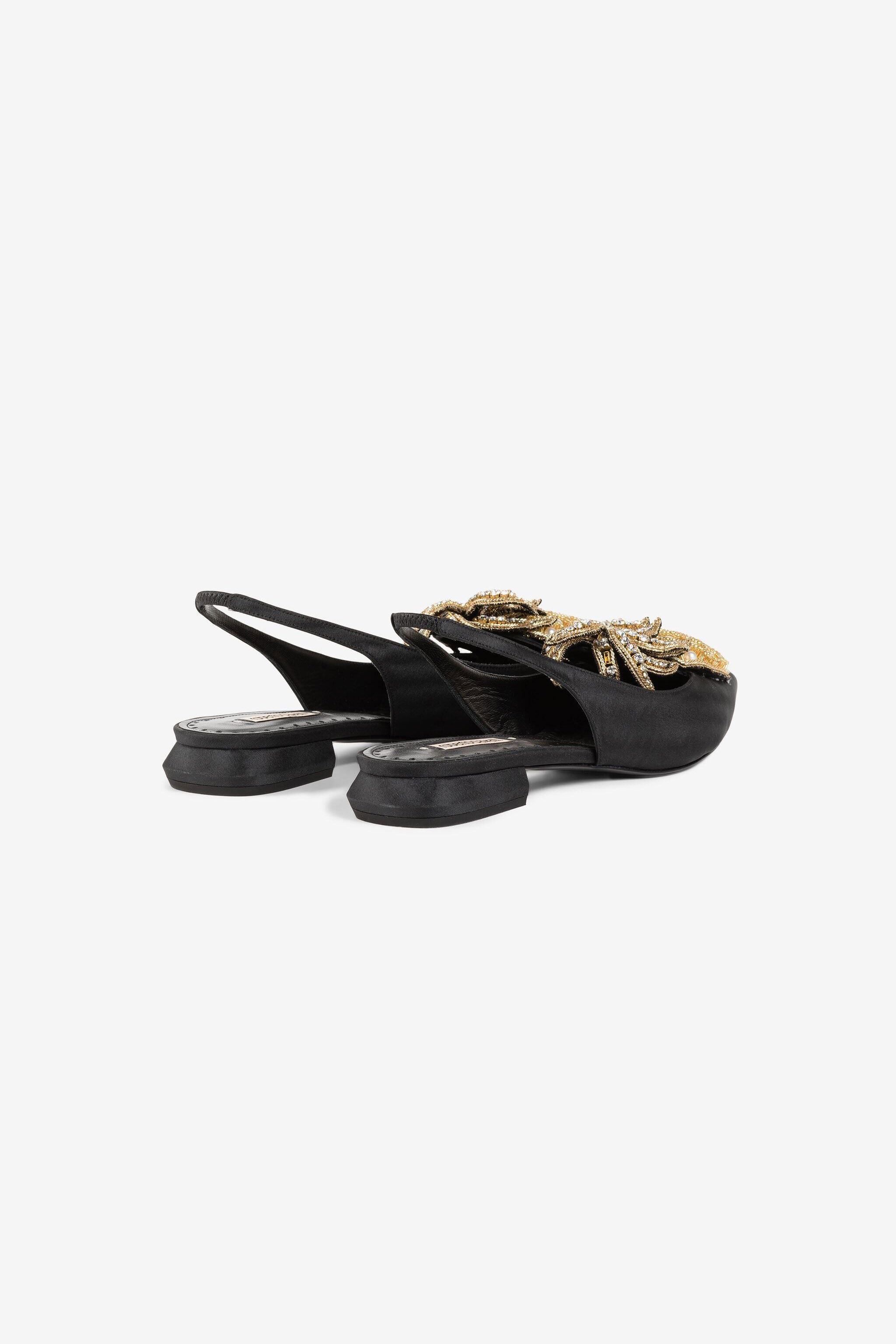 RC Le Pettegole Pineapple-Embellished Slingback Pumps Black QWS008-TL002