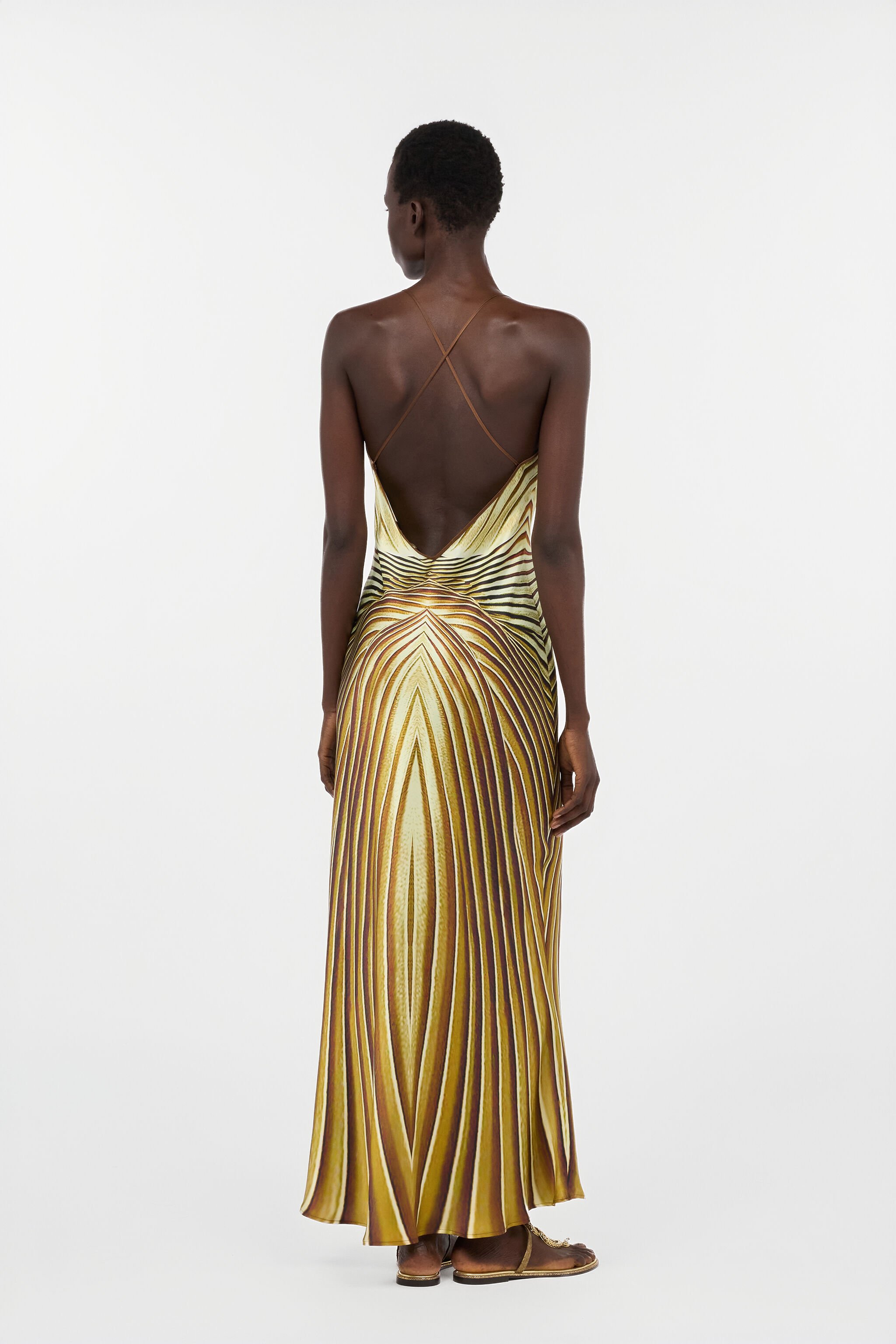 RC Abito Lungo In Seta Con Stampa Ray Of Gold SAHARA WWT134-RYS34