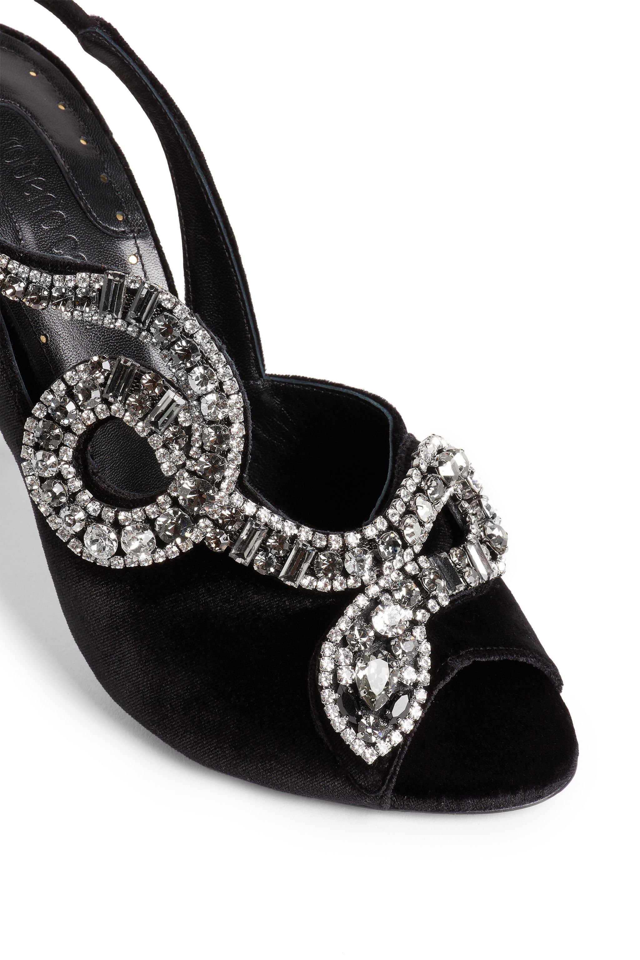 RC Beaded-snake slingback sandals BLACK/CRYSTAL LQS875-VL005