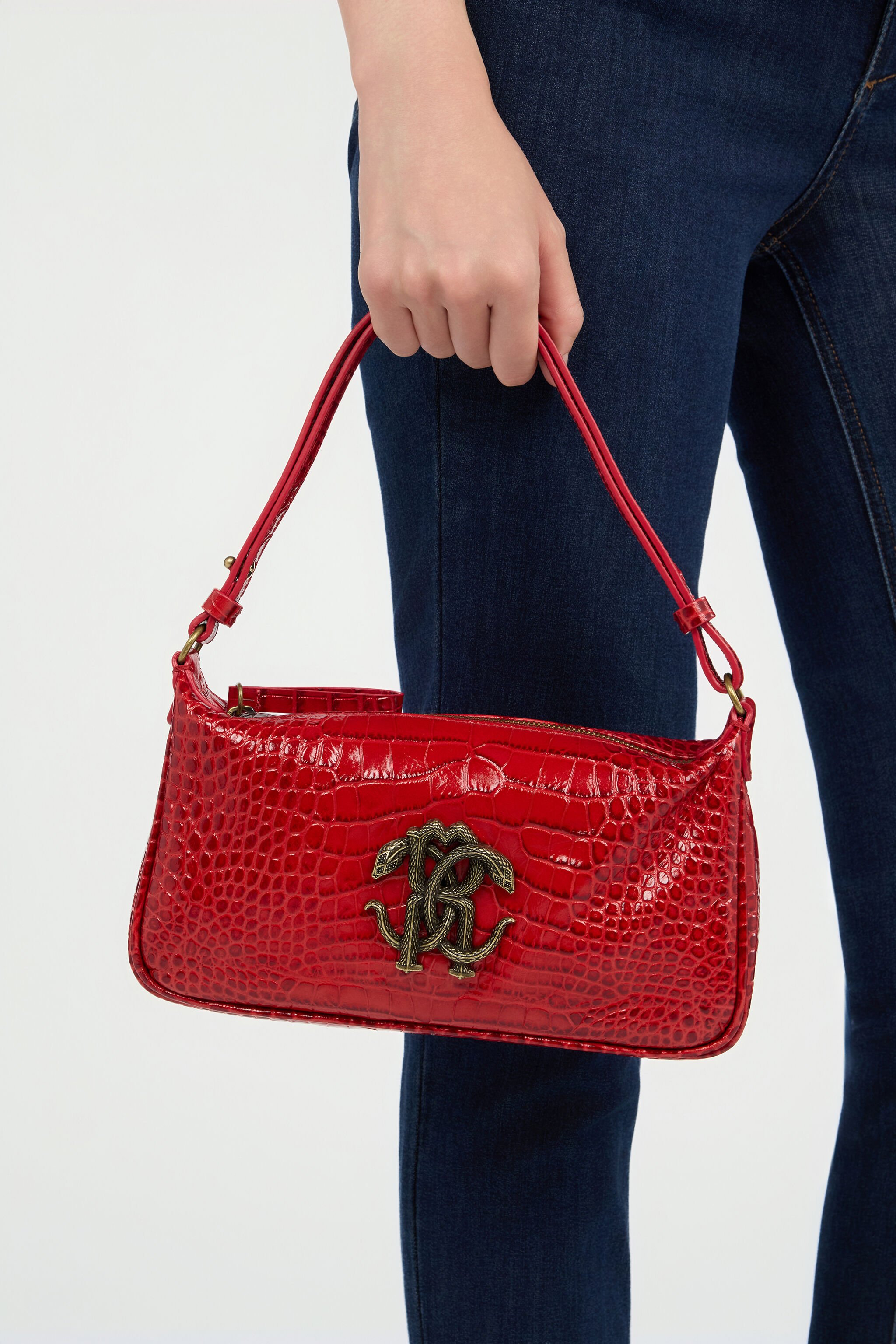 RC Bolso De Hombro Rojo Efecto Cocodrilo Con Mirror Snake MARLBORO RED QOB00B-PZO32