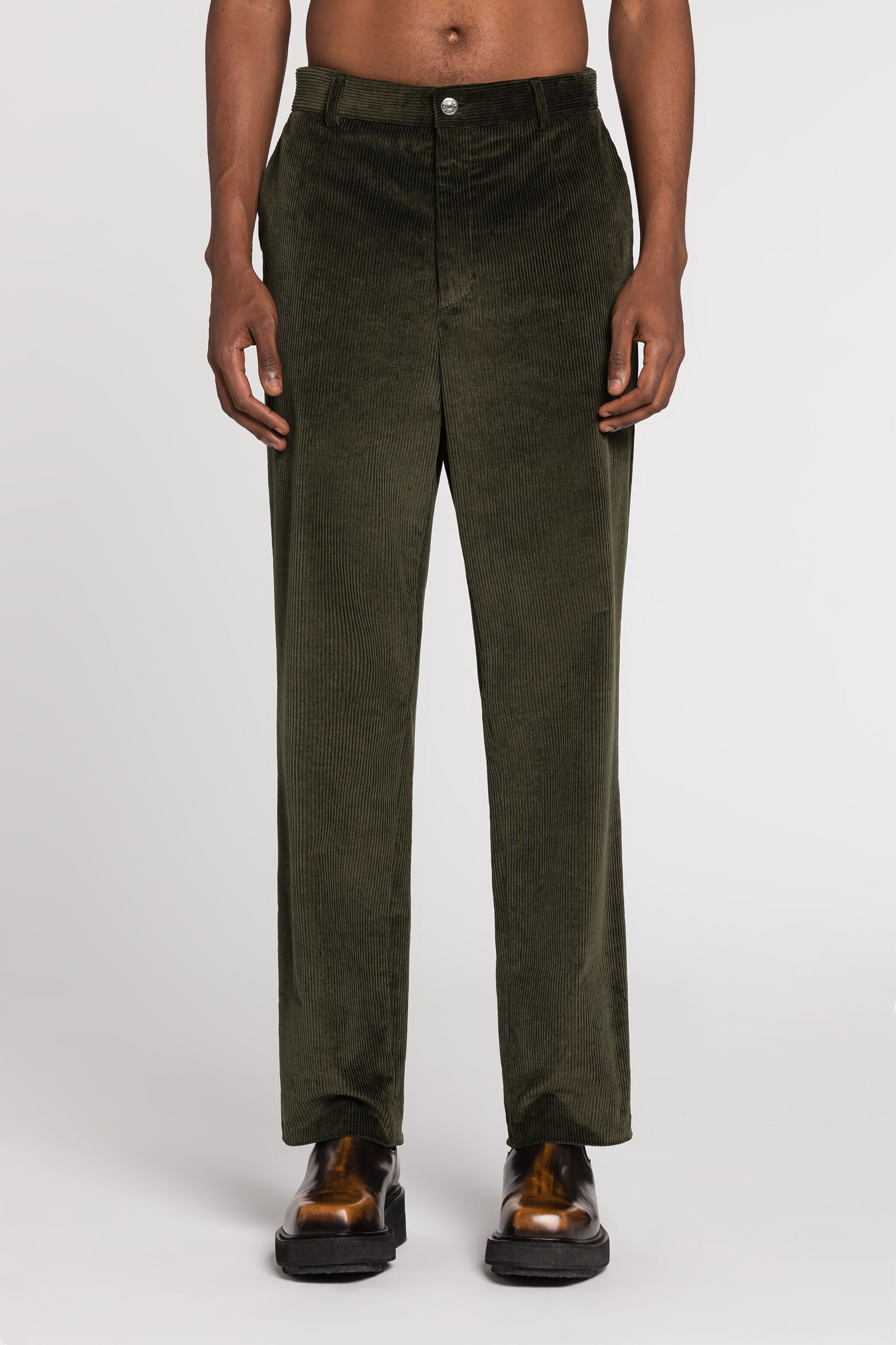 RC Logo-Embroidered Straight-Leg Trousers Dark green RRT210-VL110