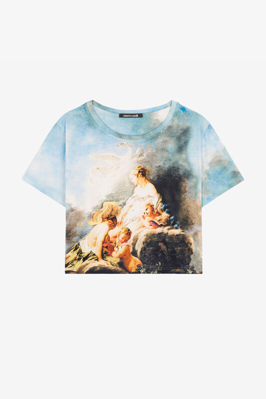 RC Cropped T-Shirt mit Malerei-Print RC Cropped T-Shirt mit Malerei-Print Hellblau RYT600-3PG38