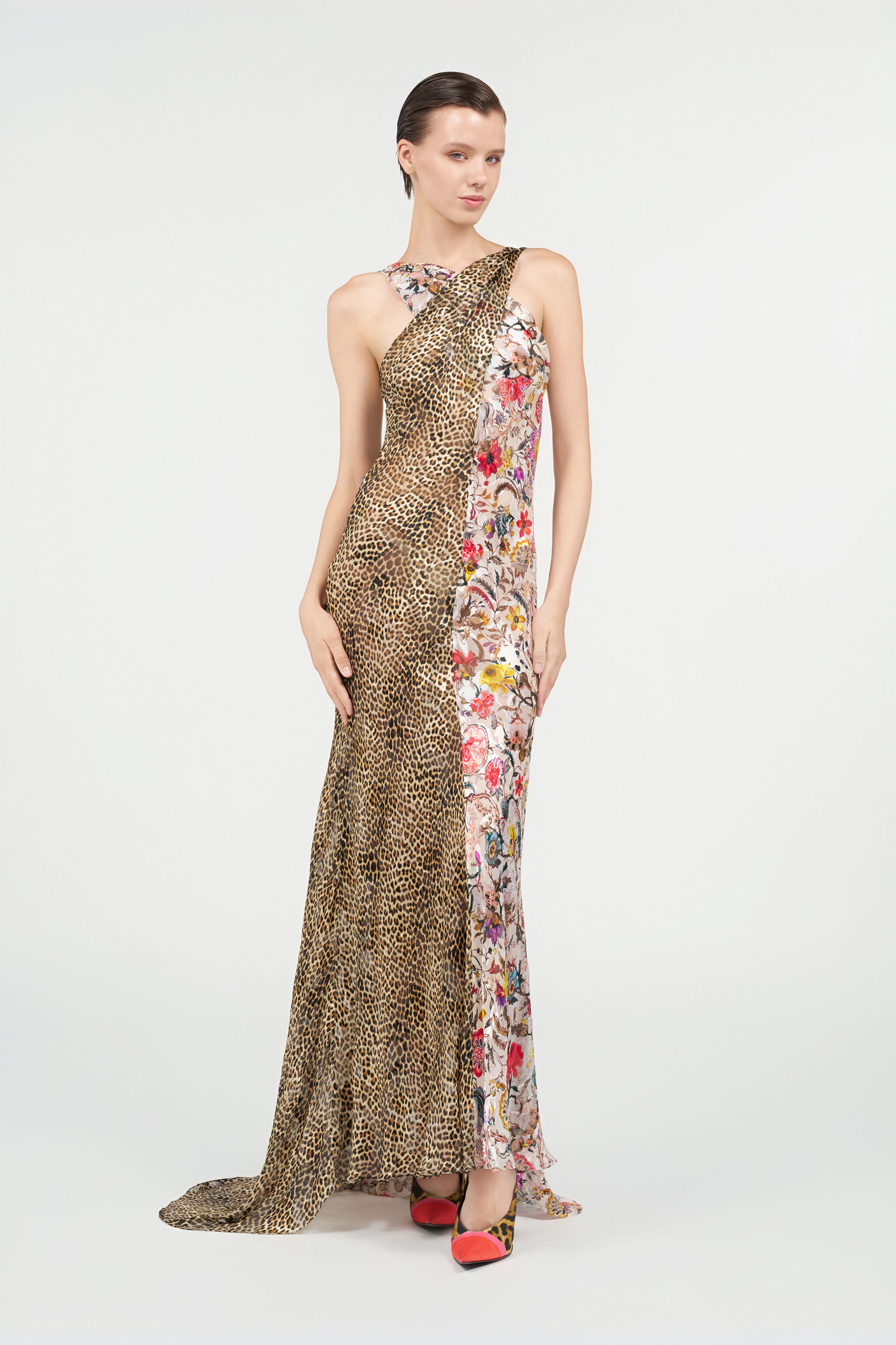 RC Long Chiffon Dress with Florentine Flowers Print RC Long Chiffon Dress with Florentine Flowers Print MULTICOLOR WQT109-HER29