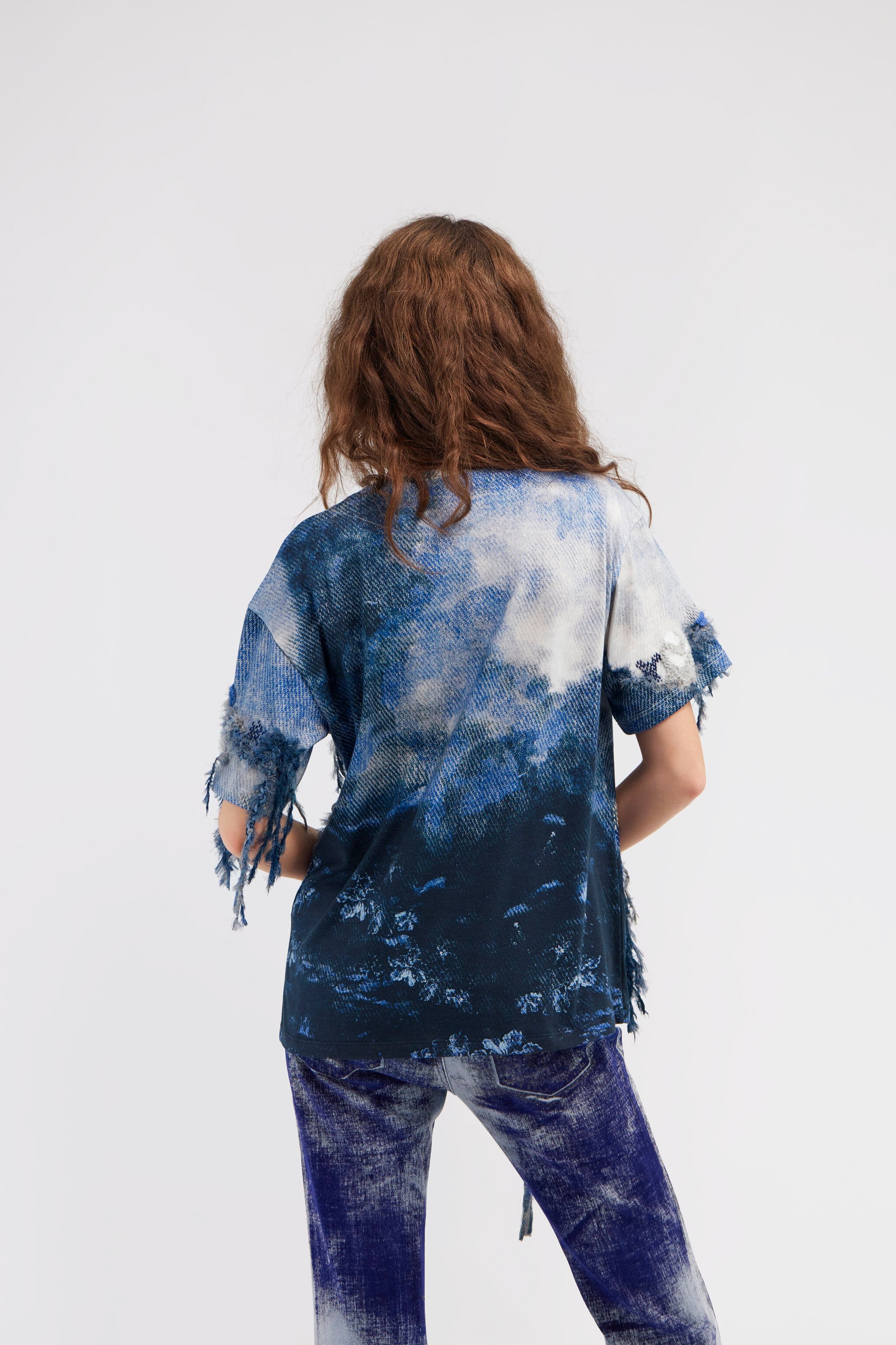 RC T-shirt with Denim Wild Leda print Dark blue RWT62A-3PI16