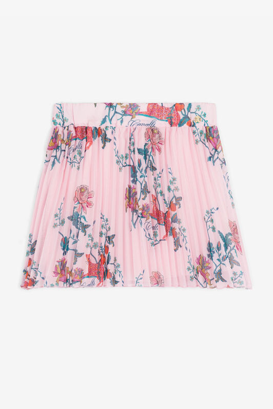 JU Leopard And Flower-Print Pleated Skirt Pink RJT302-7GG81