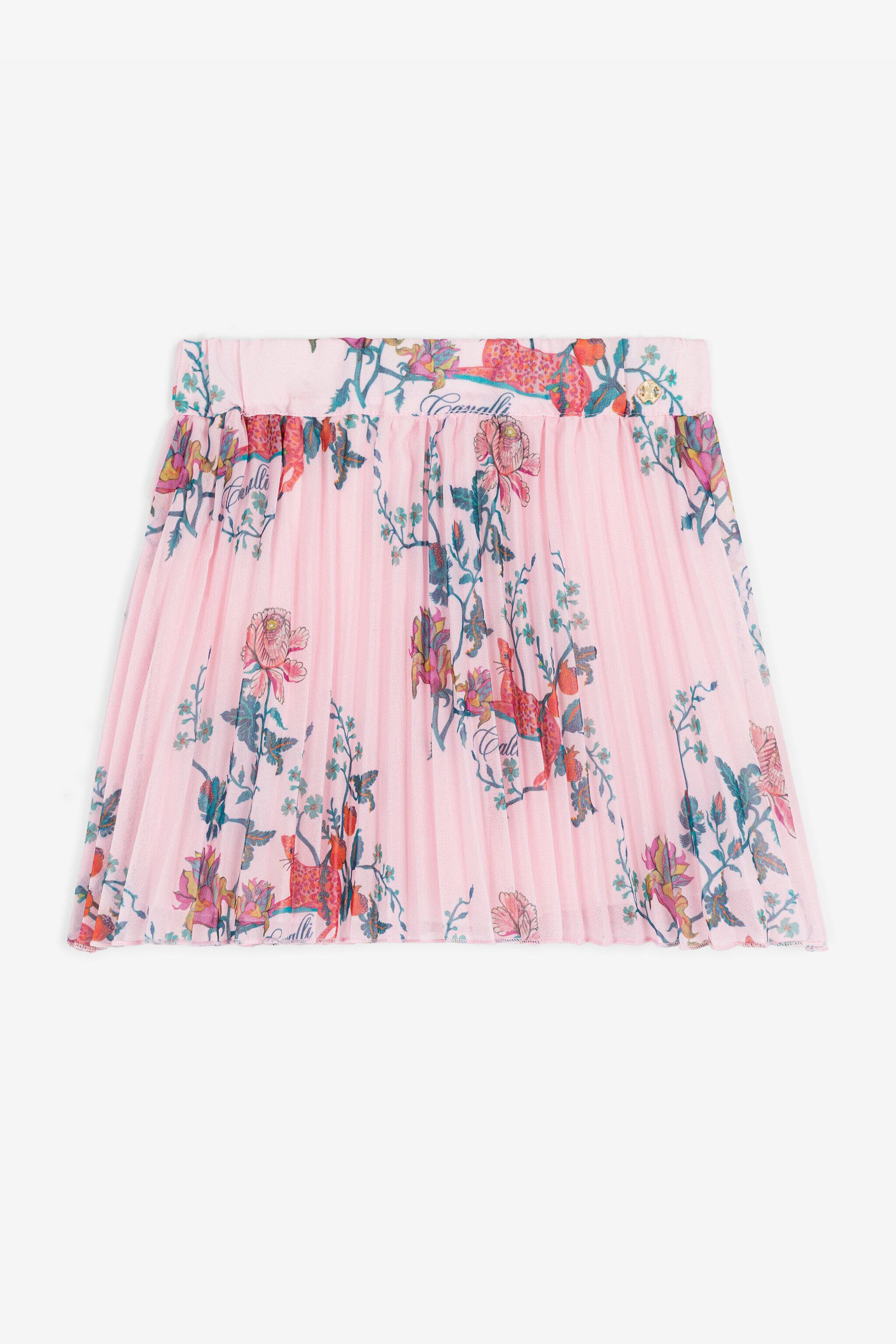 JU Leopard And Flower-Print Pleated Skirt Pink RJT302-7GG81