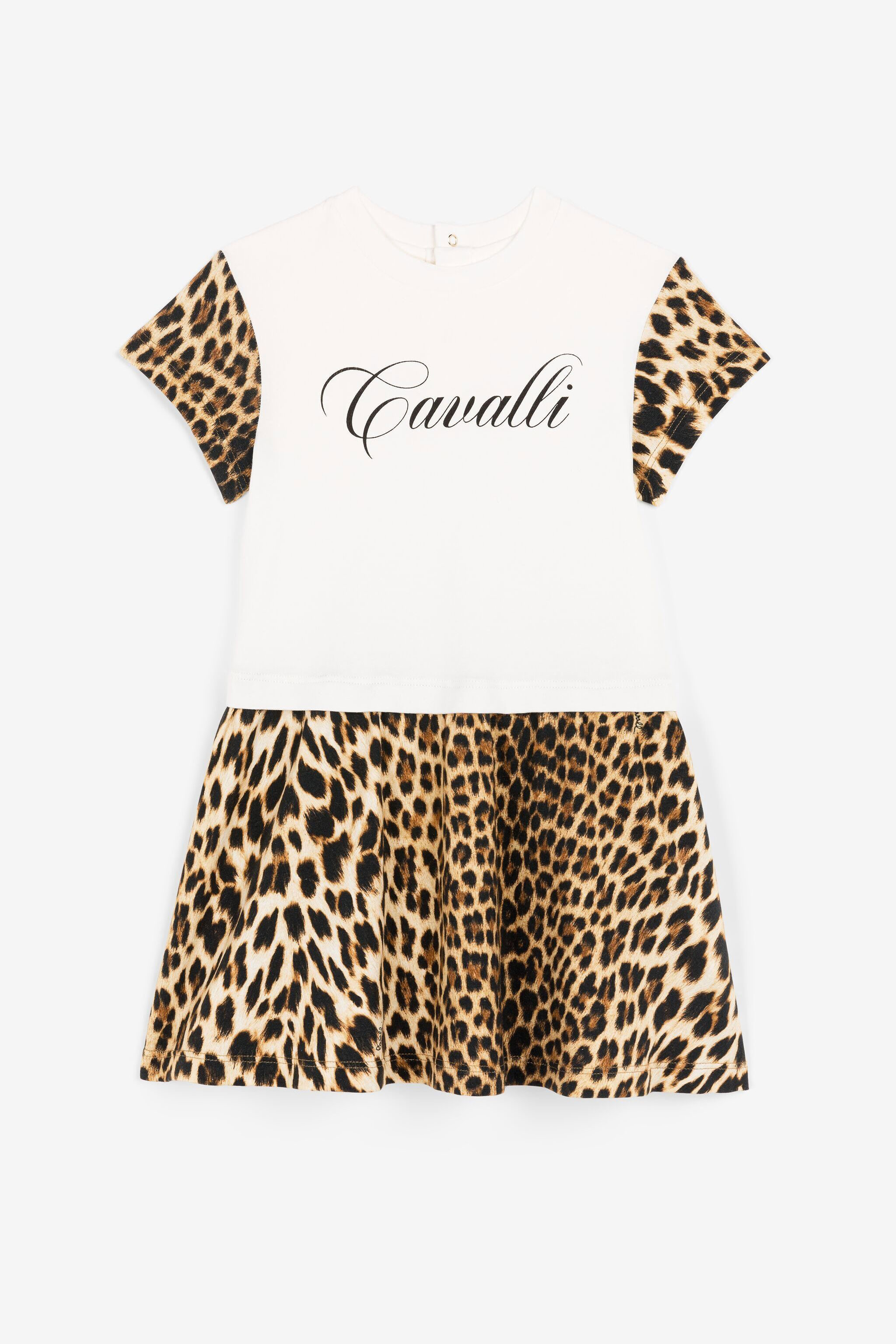 JU Leopard-Print Logo Dress MILKY WHITE OJT160-ISA2J