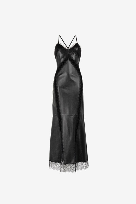 RC Leather And Lace Maxi Dress Black PKP102-PN001