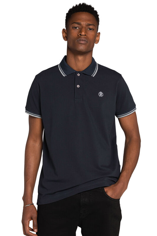 RC RC Monogram-Embroidered Polo Shirt Dark blue KOT60A-KB017