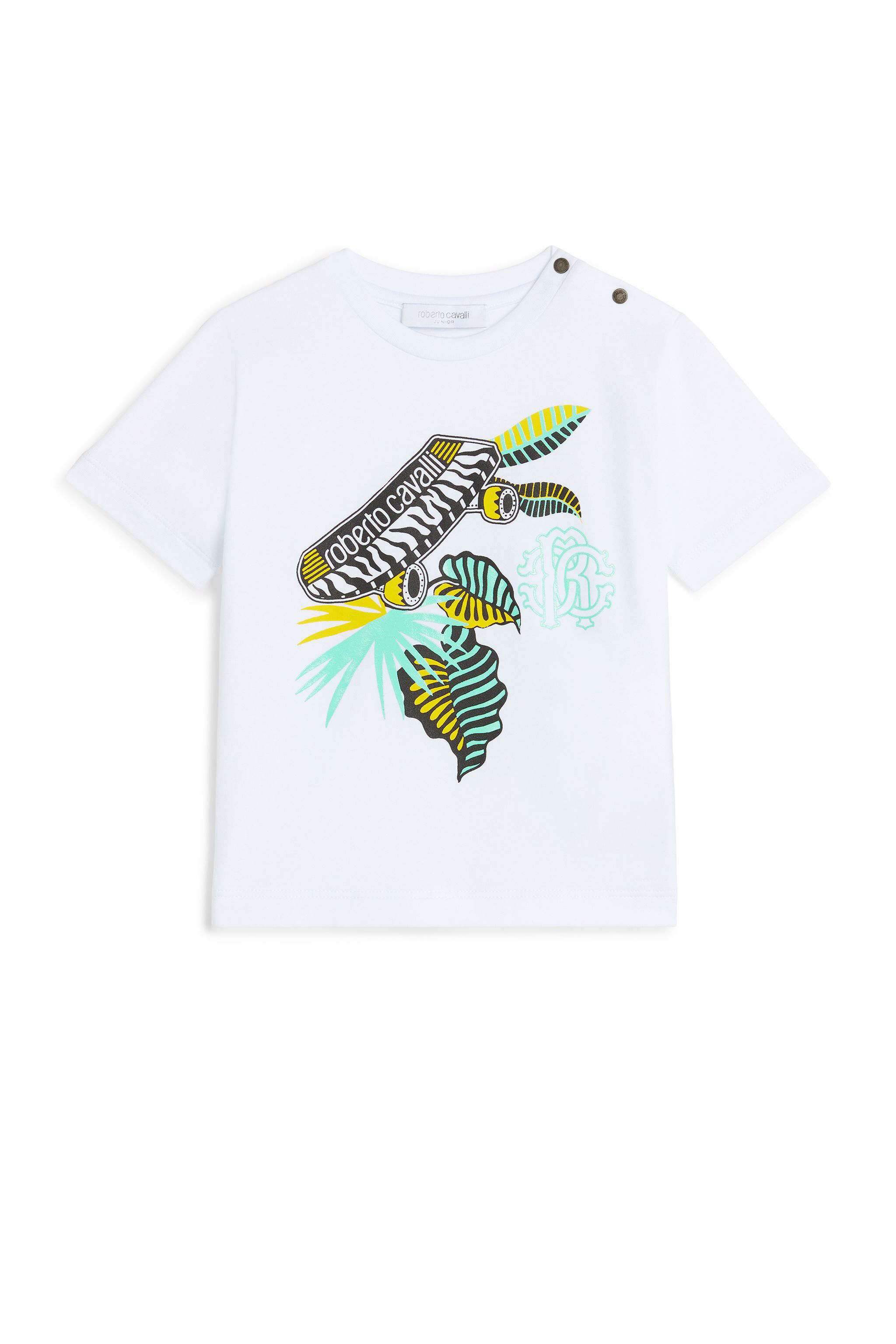 JU T-Shirt mit Tiger Skater Print Weiß MJT61C-JV025