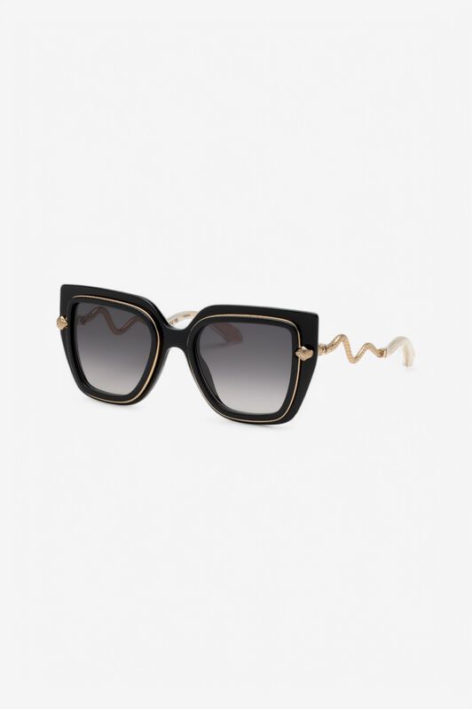 RC Wide and feminine front sunglasses with double ring decoration Black UALD06-ID201