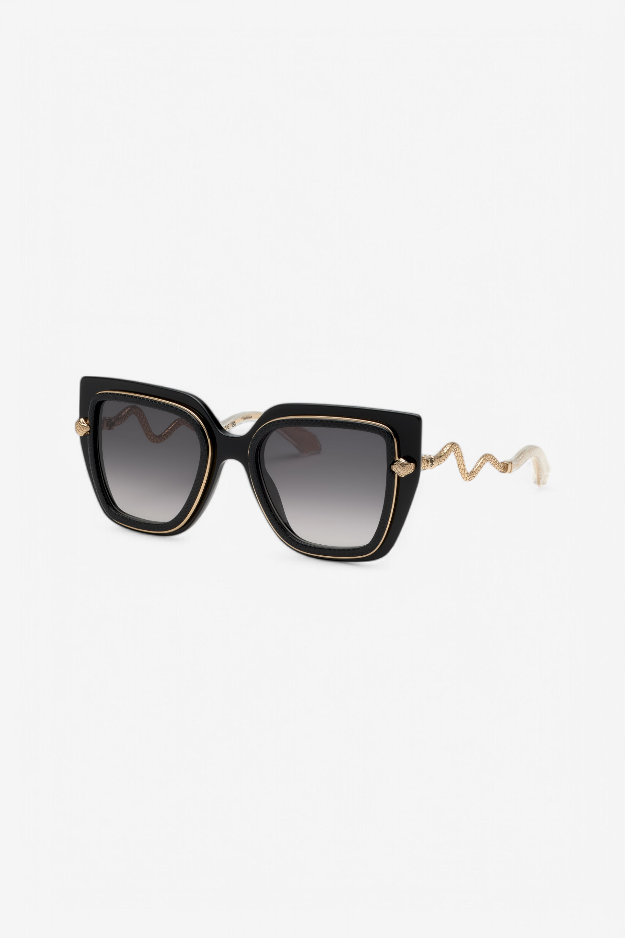RC Wide and feminine front sunglasses with double ring decoration Black UALD06-ID201