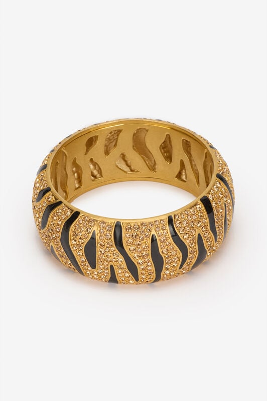 RC Cuff Bracelet with Crystals and Tiger Skin Pattern Gold VKG004-AM011