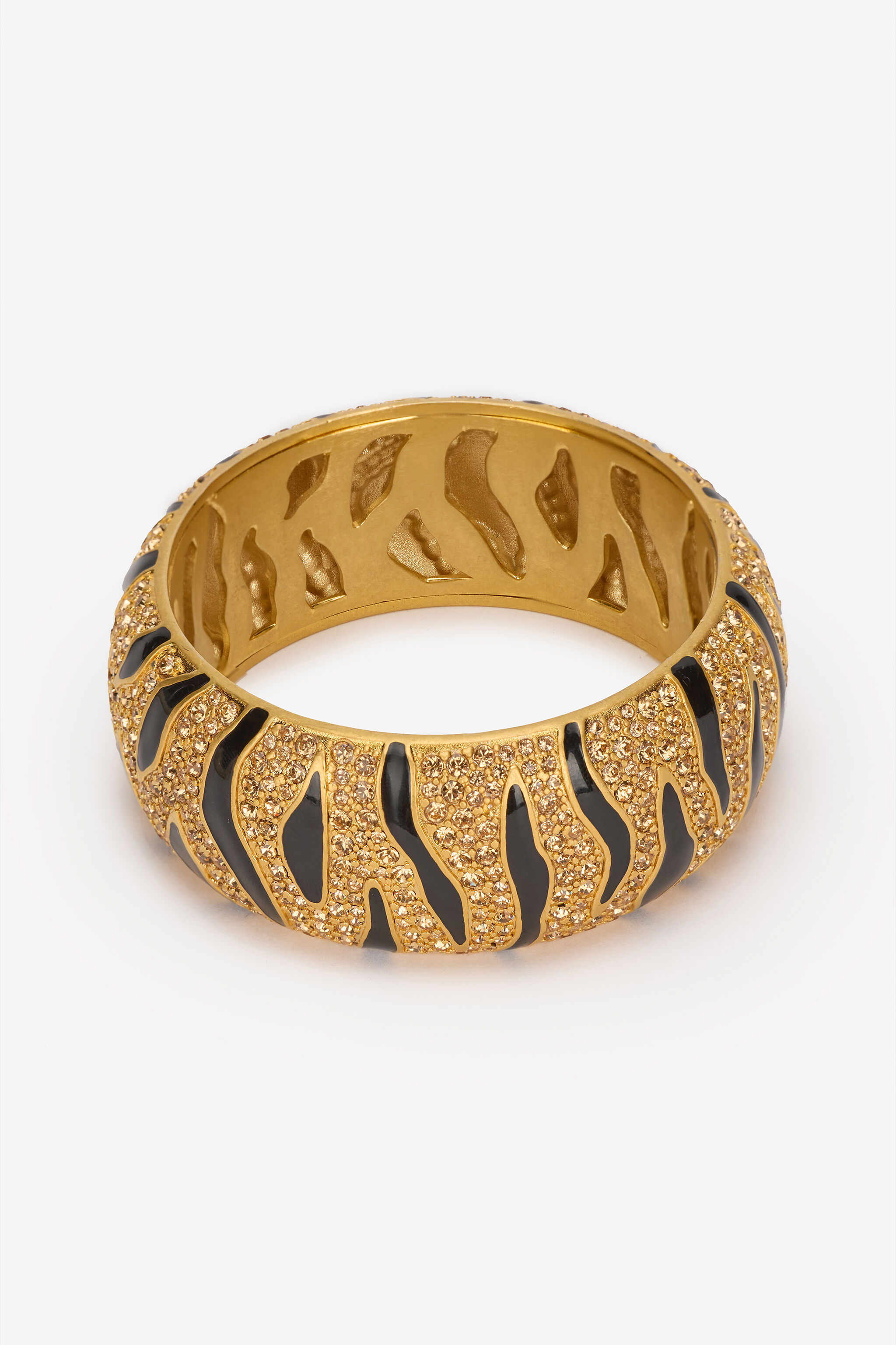 RC Cuff Bracelet with Crystals and Tiger Skin Pattern Gold VKG004-AM011