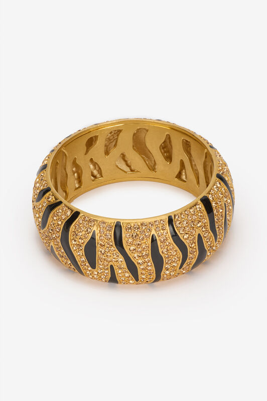 RC Cuff Bracelet with Crystals and Tiger Skin Pattern RC Cuff Bracelet with Crystals and Tiger Skin Pattern Gold VKG004-AM011