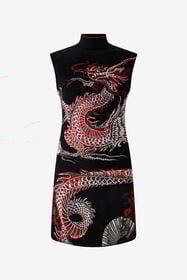${brand} Mini Dress With Floral And Dragon Pattern ${colorDescription} ${masterID}