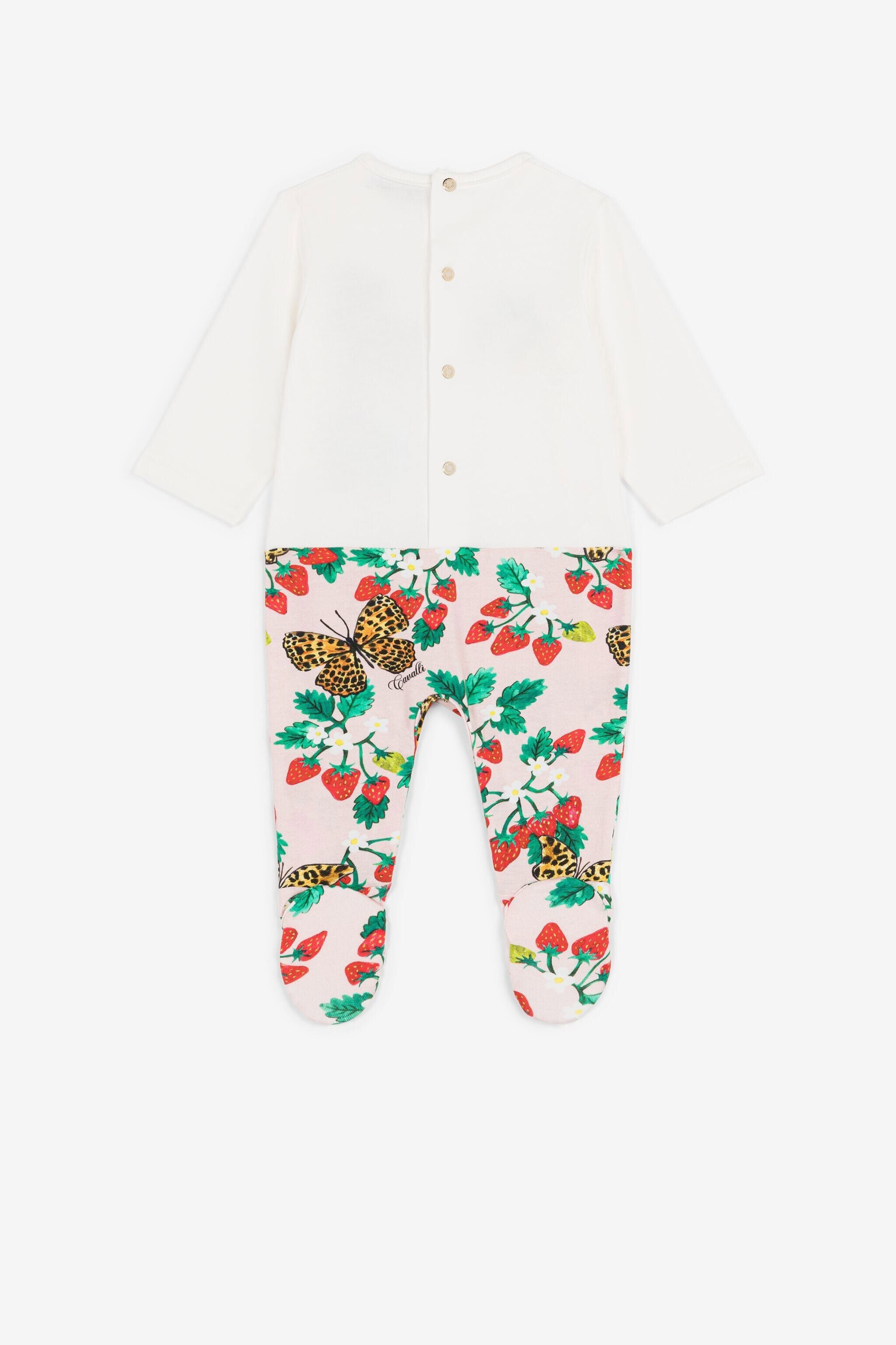 JU Butterfly And Strawberry-Print Babygrow Set White QJT837-JV025