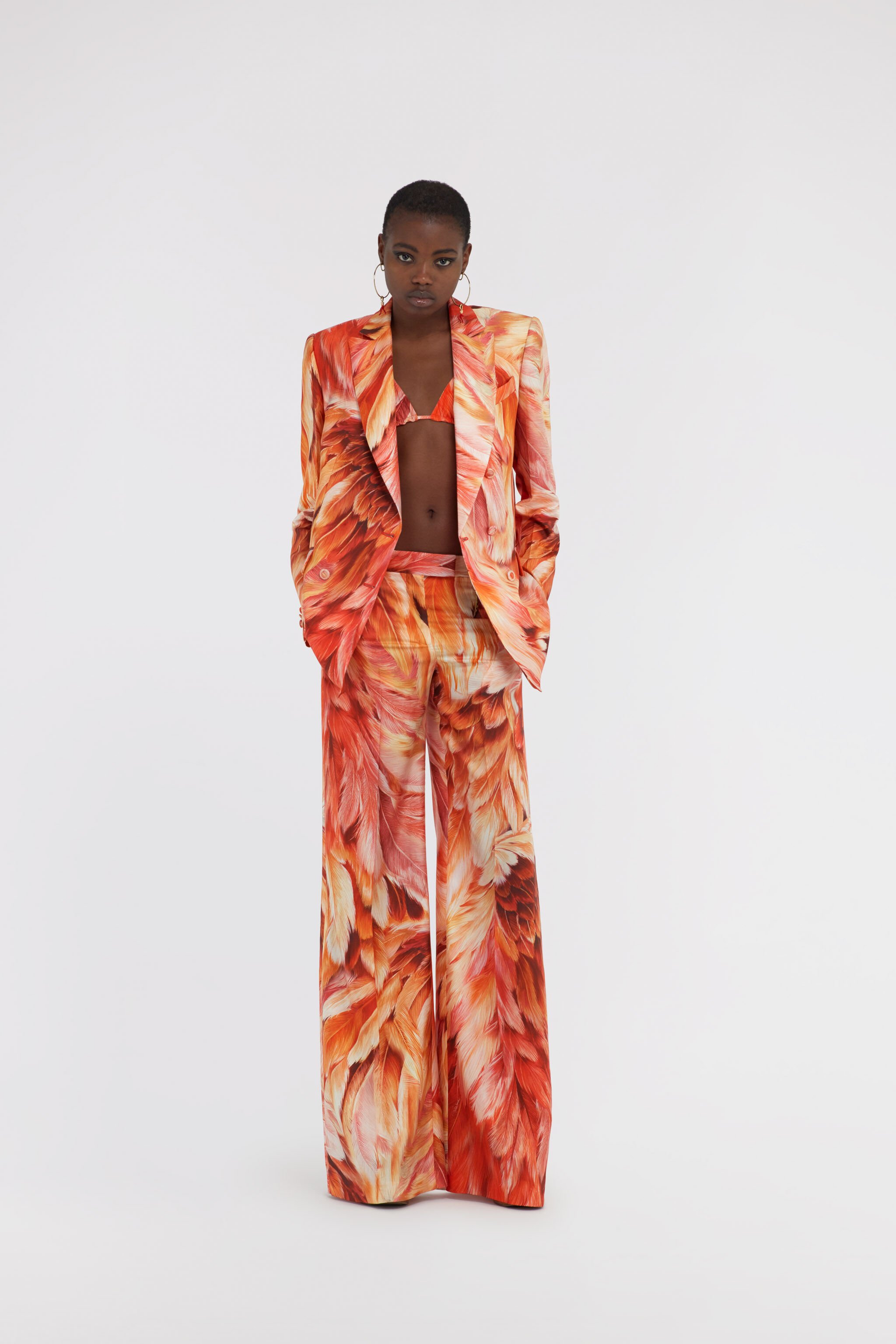 RC Plumage print trousers Orange SWT202-4QL71