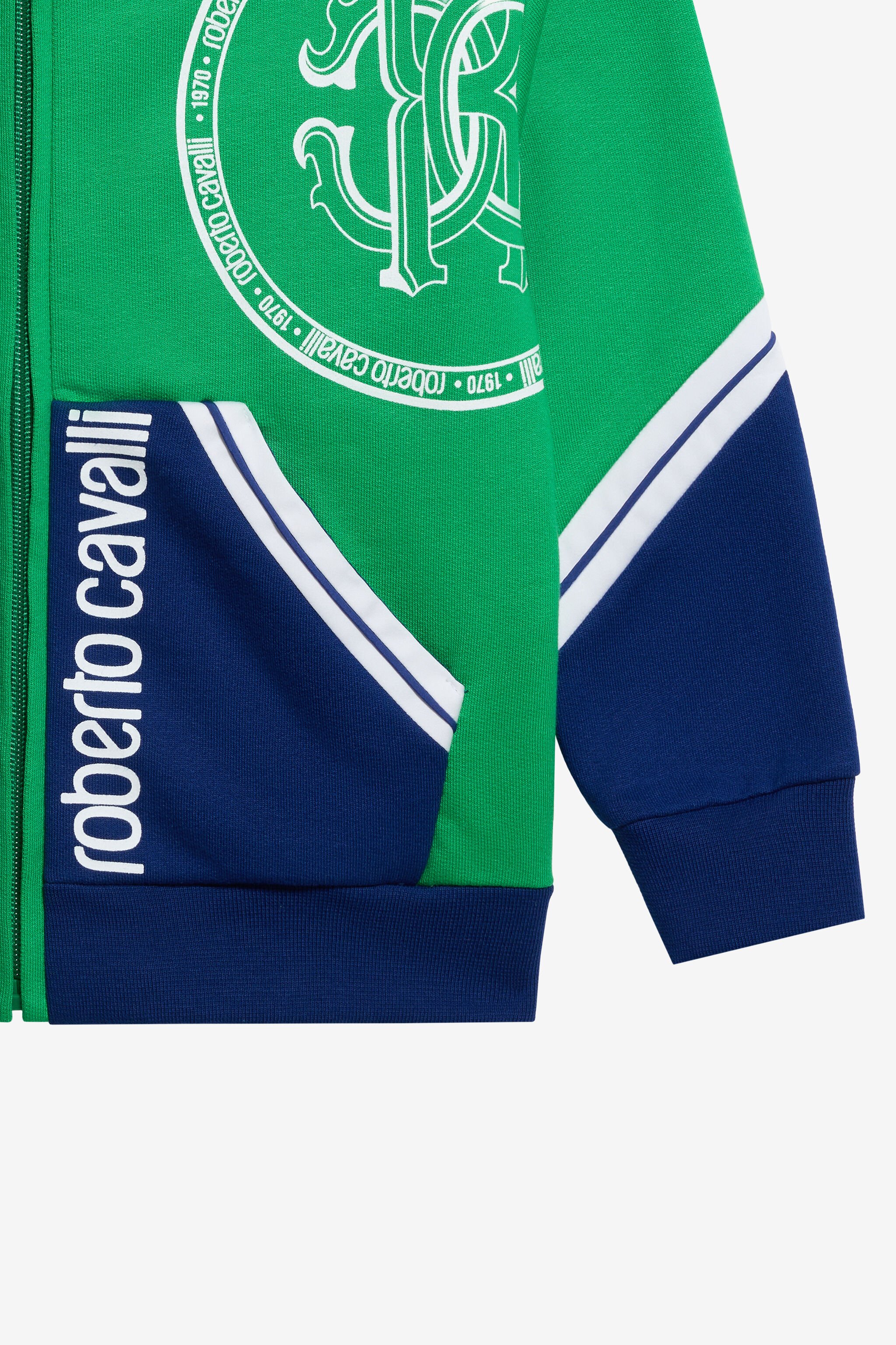 JU White Logo Sweatshirt BLUE/GREEN TJT66U-CF050