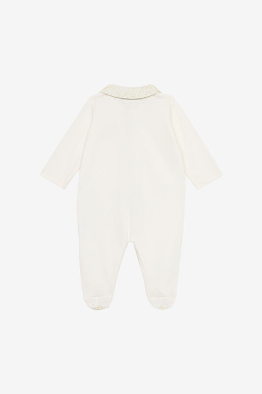JU Cheetah-Print Hat, Bib And Romper Suit Set White UJT828-JD001