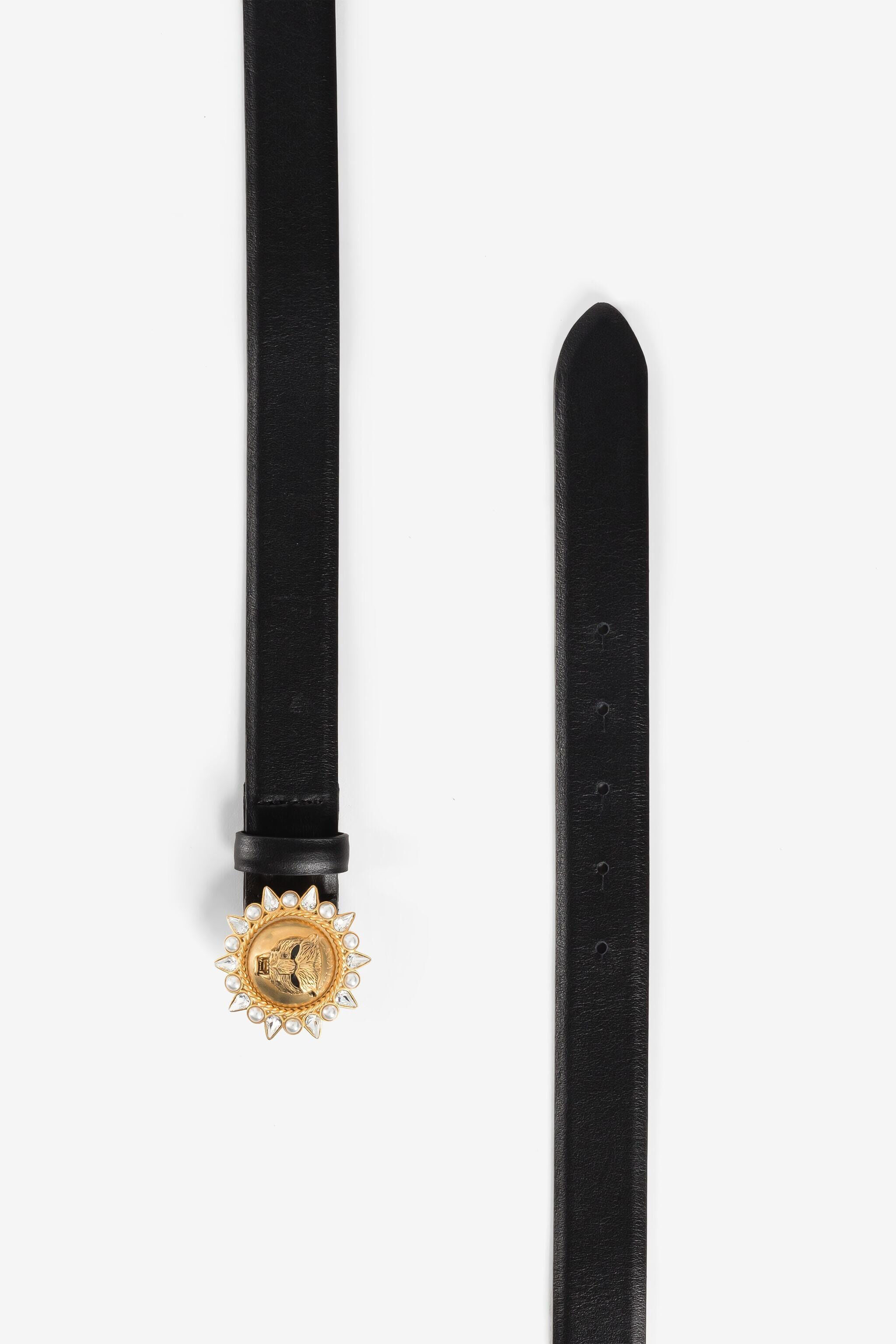 Ceinture en cuir a tete de panthere en Noir pour femme Roberto Cavalli